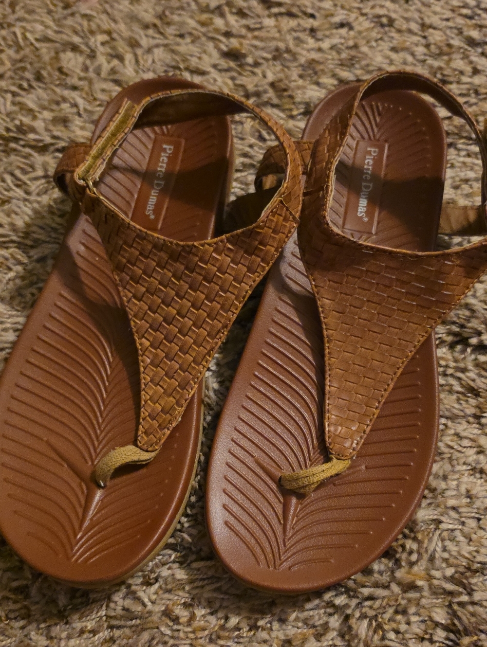 Pierre Dumas Brown Woven T-Strap Sandals